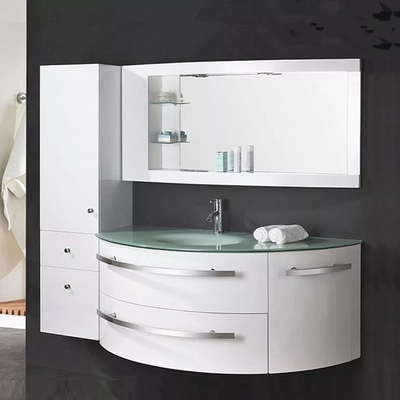 کابینت شناور روشویی مدرن حمام در رویه شیشه ای سبز براق سفید