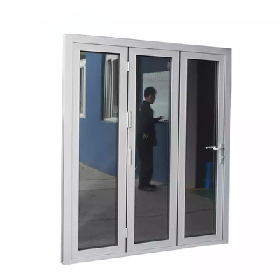 درب پلاستیکی تاشو سفارشی خارجی قاب UPVC شیشه ای طرح آکاردئونی دوقلو
