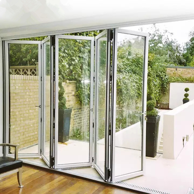درب پلاستیکی تاشو سفارشی خارجی قاب UPVC شیشه ای طرح آکاردئونی دوقلو