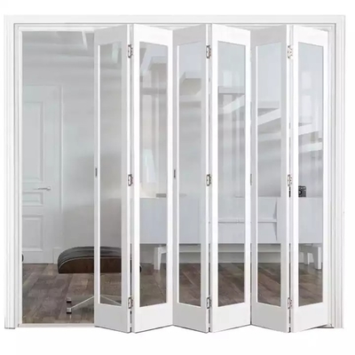 درب پلاستیکی تاشو سفارشی خارجی قاب UPVC شیشه ای طرح آکاردئونی دوقلو