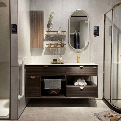 کابینت روشویی حمام دو سینک چوب جامد مبلمان مدرن اروپایی