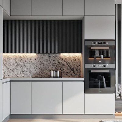 ست کابینت براق لاک سفید آشپزخانه سازگار با محیط زیست درجه E0 / E1