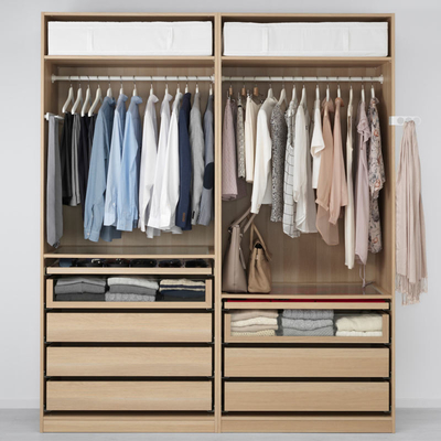 طراحی سفارشی کابینت لباس مدرن بدون در کمد لباس