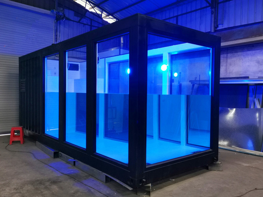 استخر شنای کانتینر سفارشی استاندارد ایالات متحده آمریکا با رنگ و مواد 20 فوت 40 فوت با نور LED جت آب موج