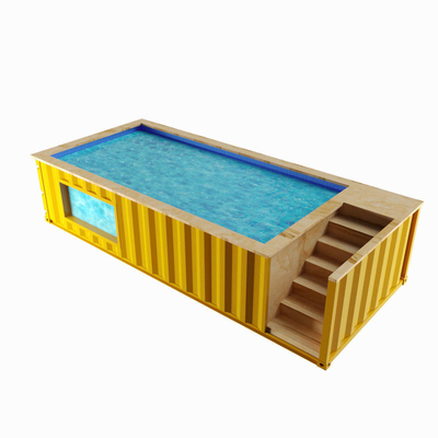استخر شنای کانتینر سفارشی استاندارد ایالات متحده آمریکا با رنگ و مواد 20 فوت 40 فوت با نور LED جت آب موج