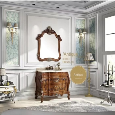 کابینت حمام سفارشی طلایی SS فلزی 35 اینچی روشویی سینک رومیزی مرمری