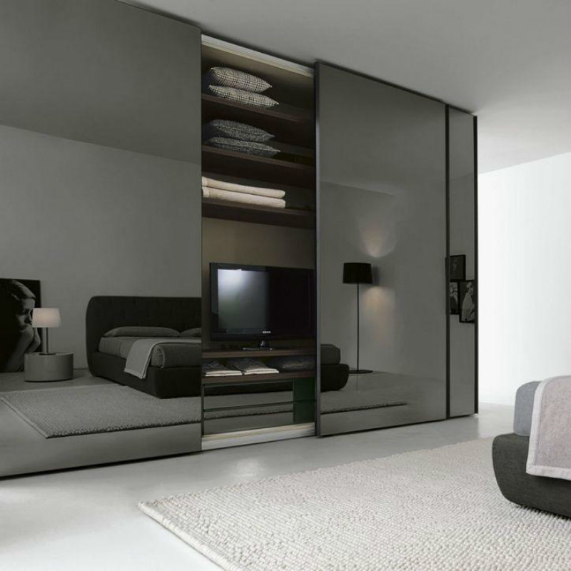 مرسوم، مد روز، چوب جامد Walk In Closet Organizer آینه درهای کشویی کمد لباس برای لباس